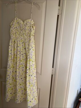 NEW! H&M Summer Dress Pastel Floral 100% Cotton Dress in Yellow and Lavender XL